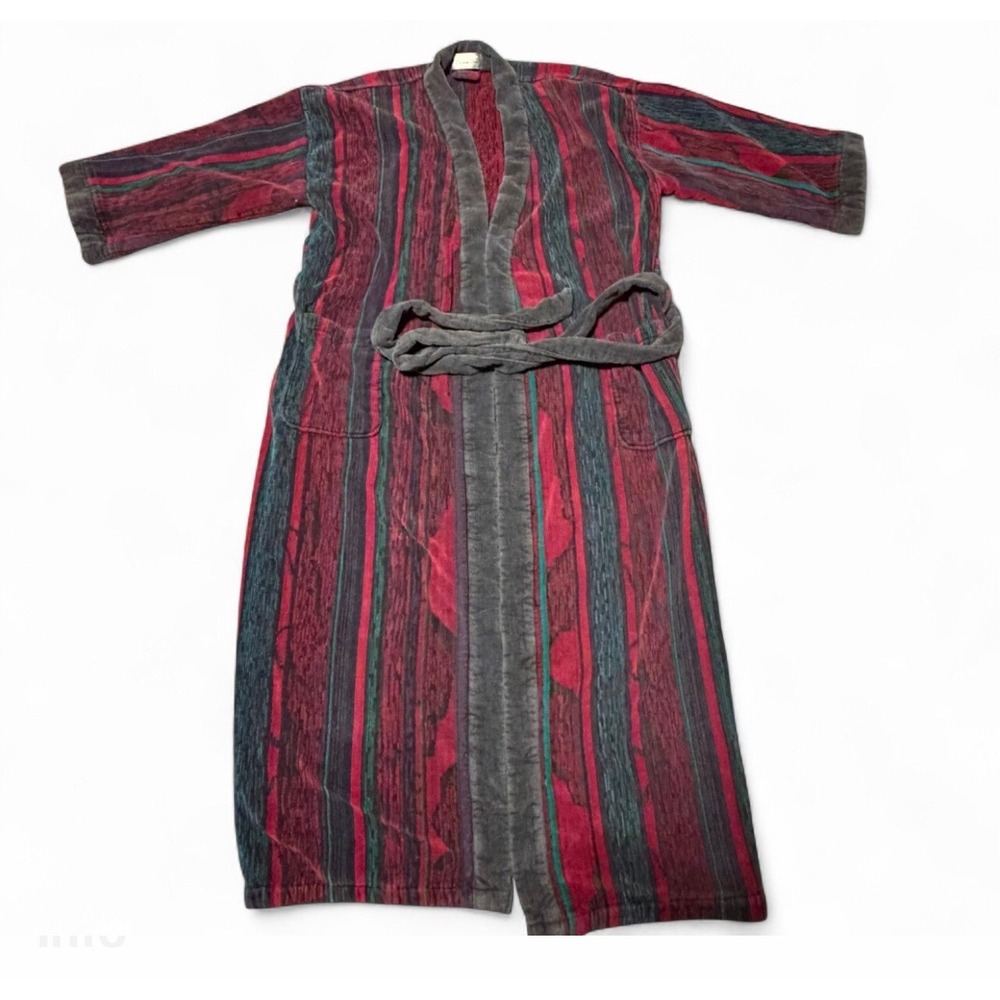 Vintage Christian Dior Le Connaisseur Mens Robe One Size Velour Striped Turkey